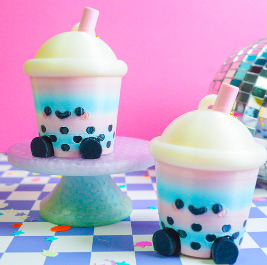 Cotton Candy Boba Clicker Keychain