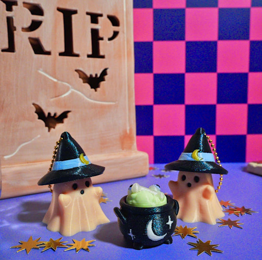 Ghostly Witch Clicker Keychain