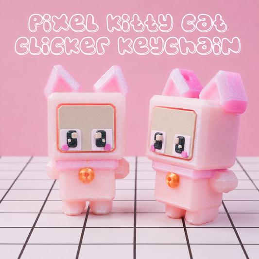 Pixel Kitty Cat Clicker Keychain