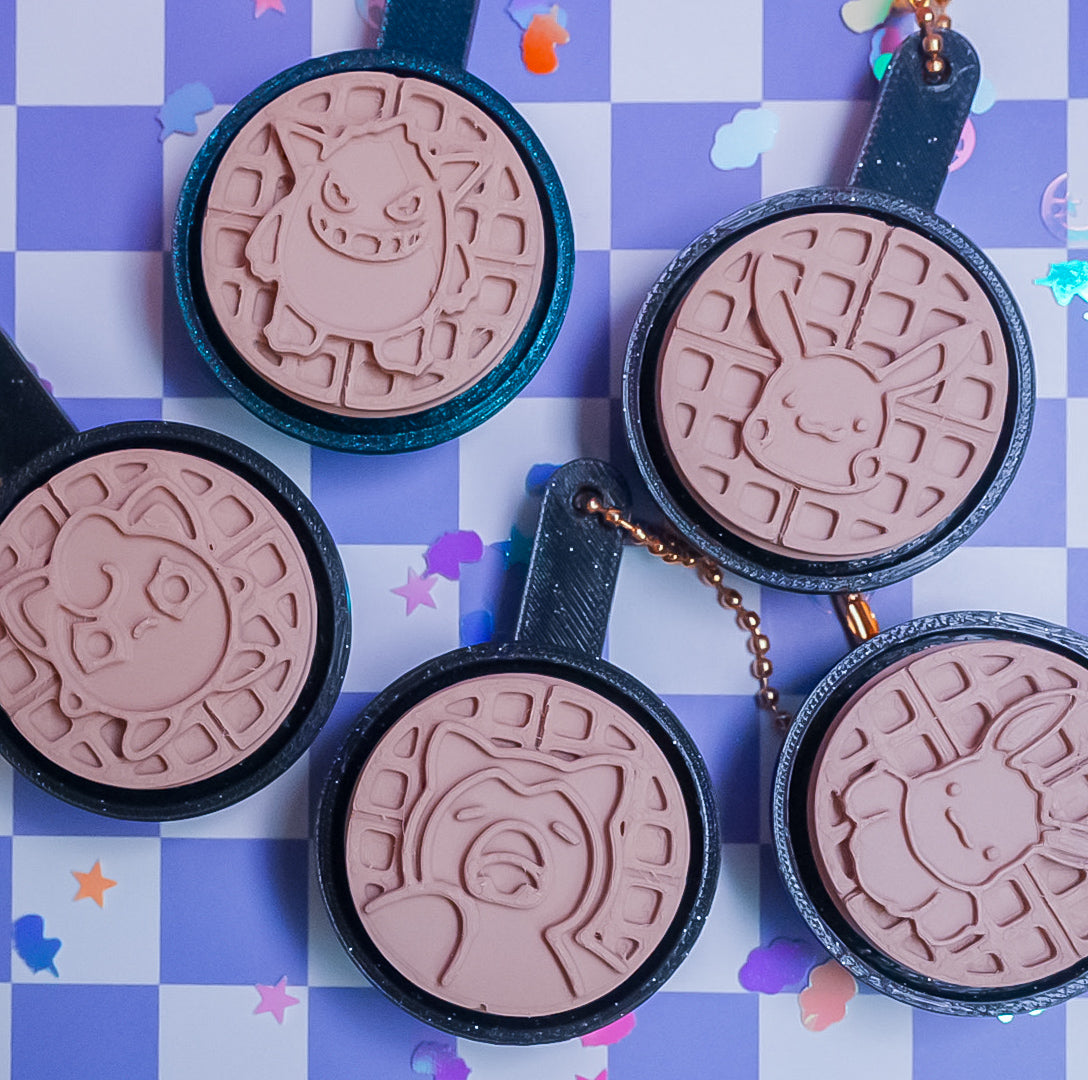 Poke Ball Waffle Clicker Keychain