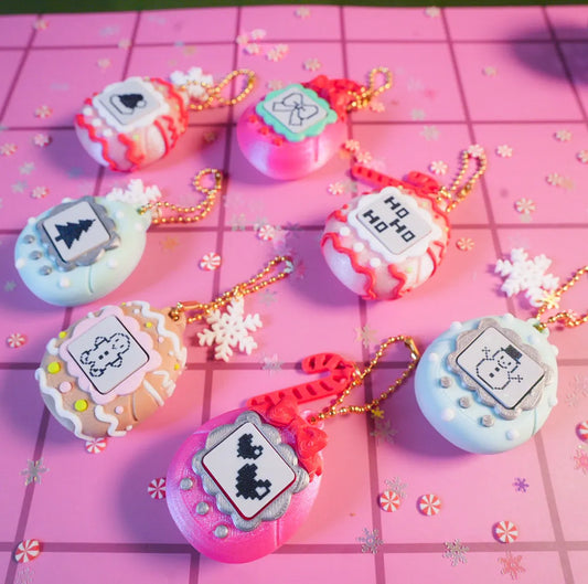 Christmas Tamagotchi Clicker Keychain