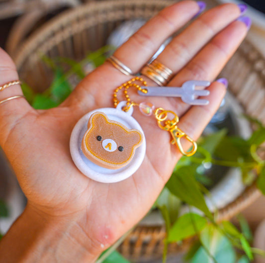 Beary Cute Pancake Clicker Keychain
