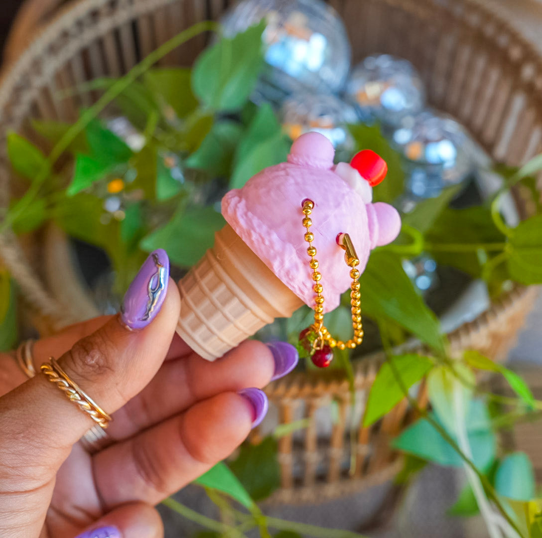Strawbeary Icecream Clicker Keychain
