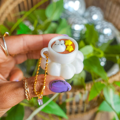 Bunny Hot Latte Clicker Keychain