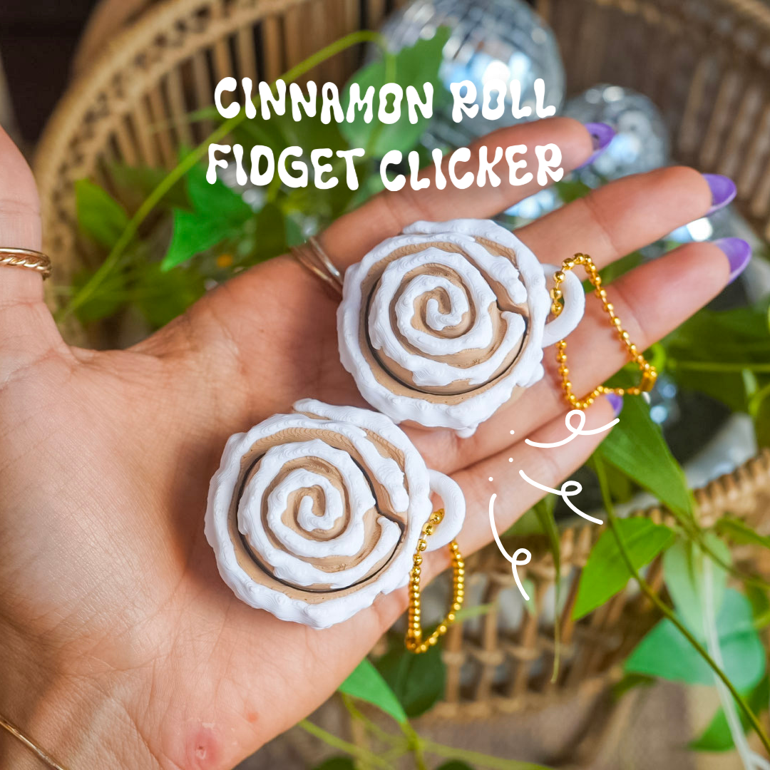 Cinnamon Roll Clicker Keychain