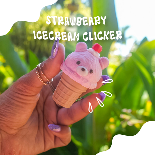Strawbeary Icecream Clicker Keychain