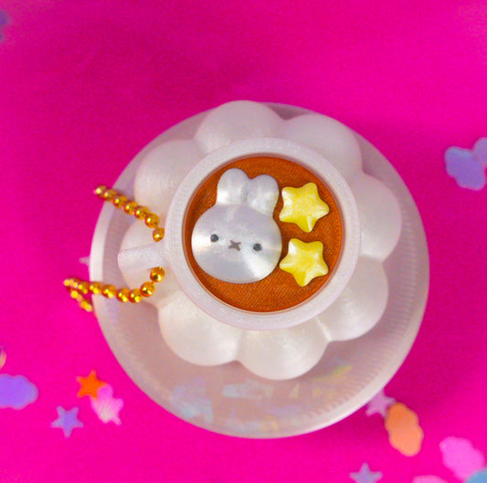 Bunny Hot Latte Clicker Keychain