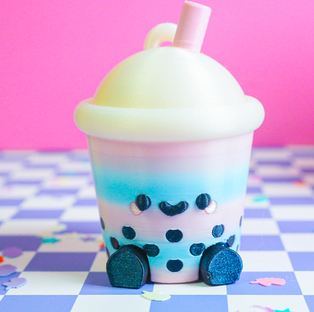 Cotton Candy Boba Clicker Keychain