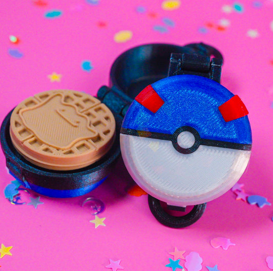 Poke Ball Waffle Clicker Keychain