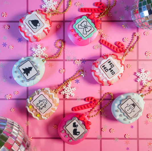 Christmas Tamagotchi Clicker Keychain