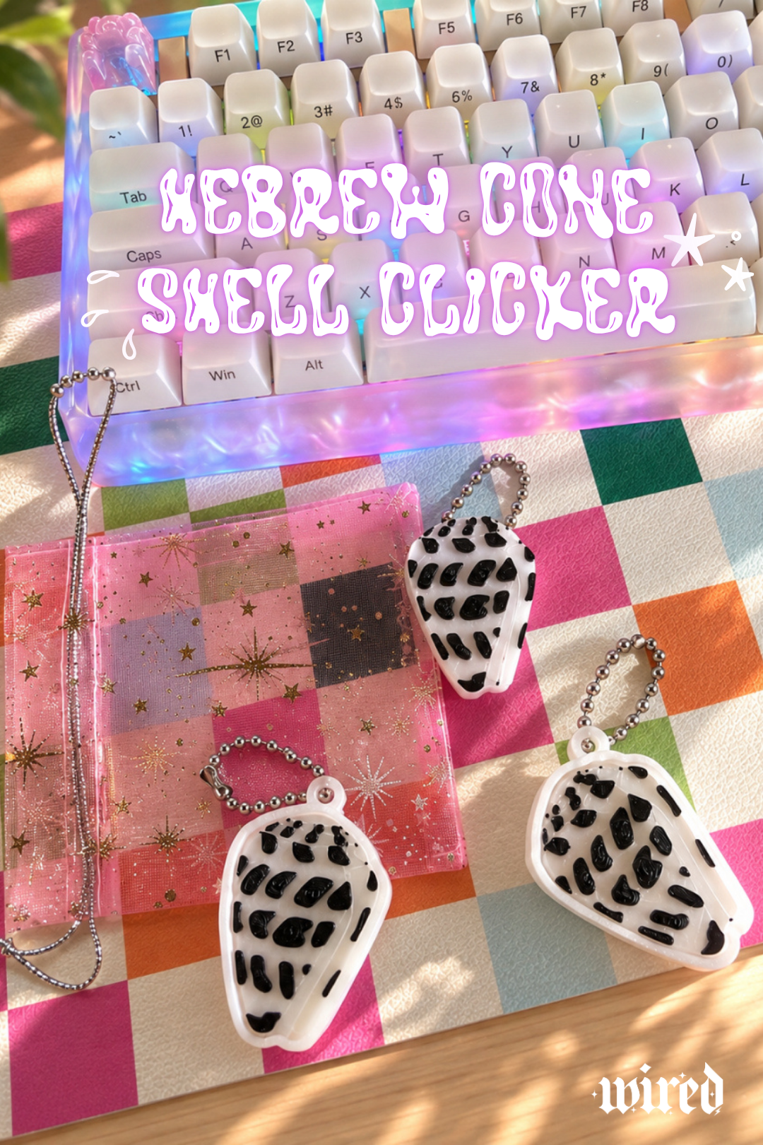 Hebrew Shell Clicker Keychain