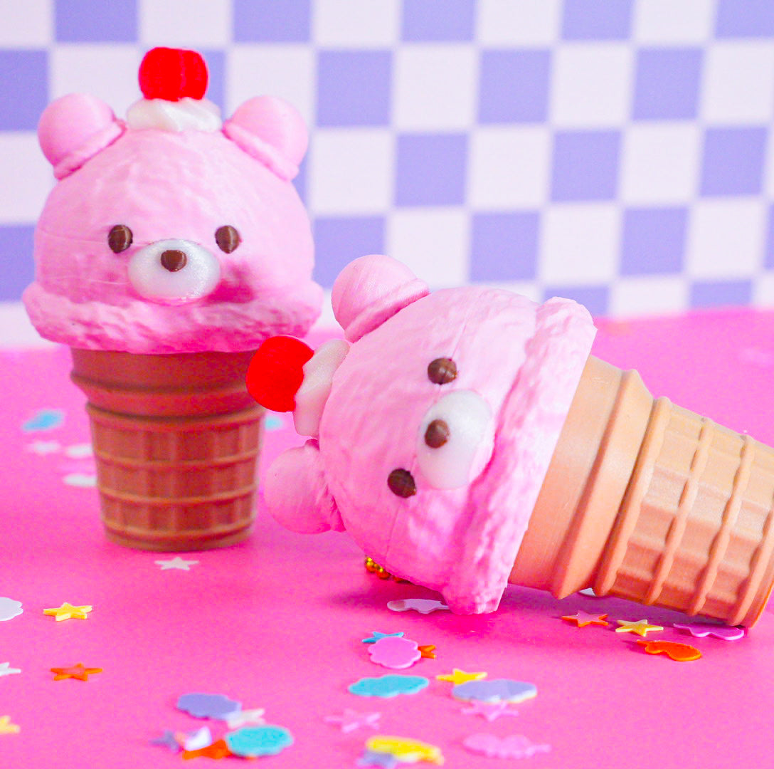 Strawbeary Icecream Clicker Keychain