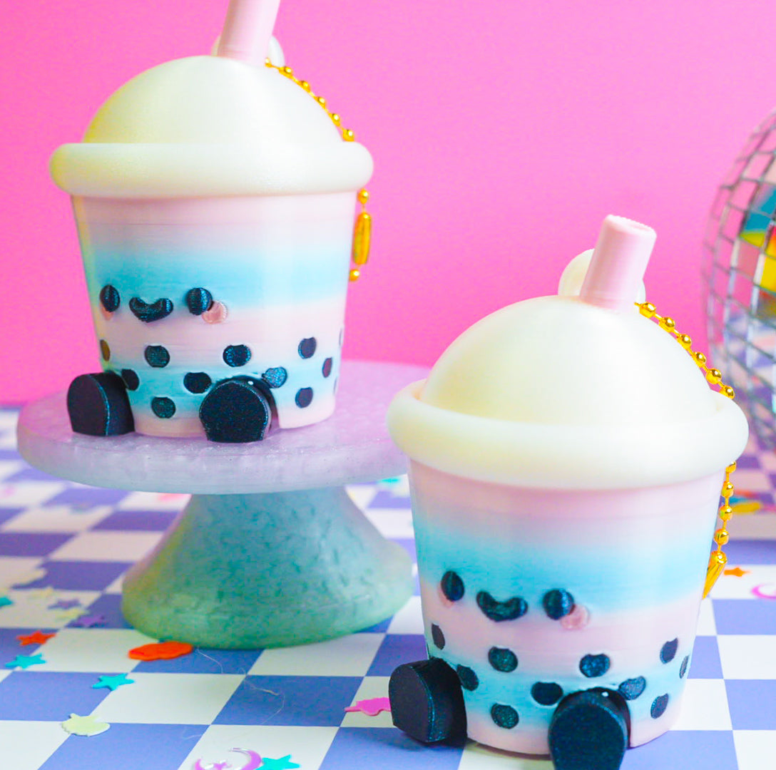 Cotton Candy Boba Clicker Keychain