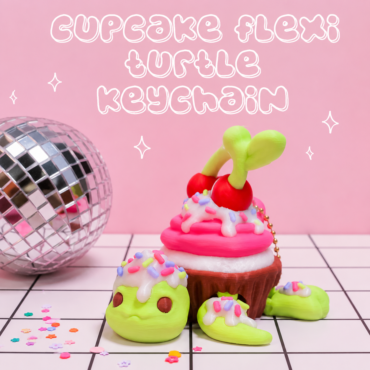 Cupcake Flexi Turtle Keychain