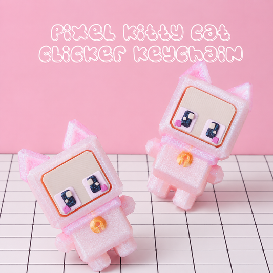 Pixel Kitty Cat Clicker Keychain