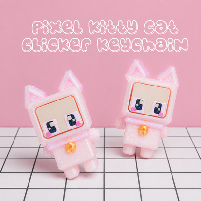 Pixel Kitty Cat Clicker Keychain