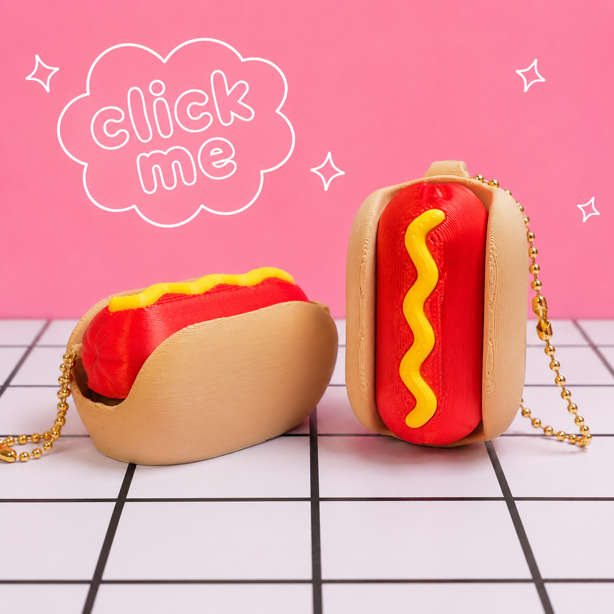 Hot Dog Clicker Keychain
