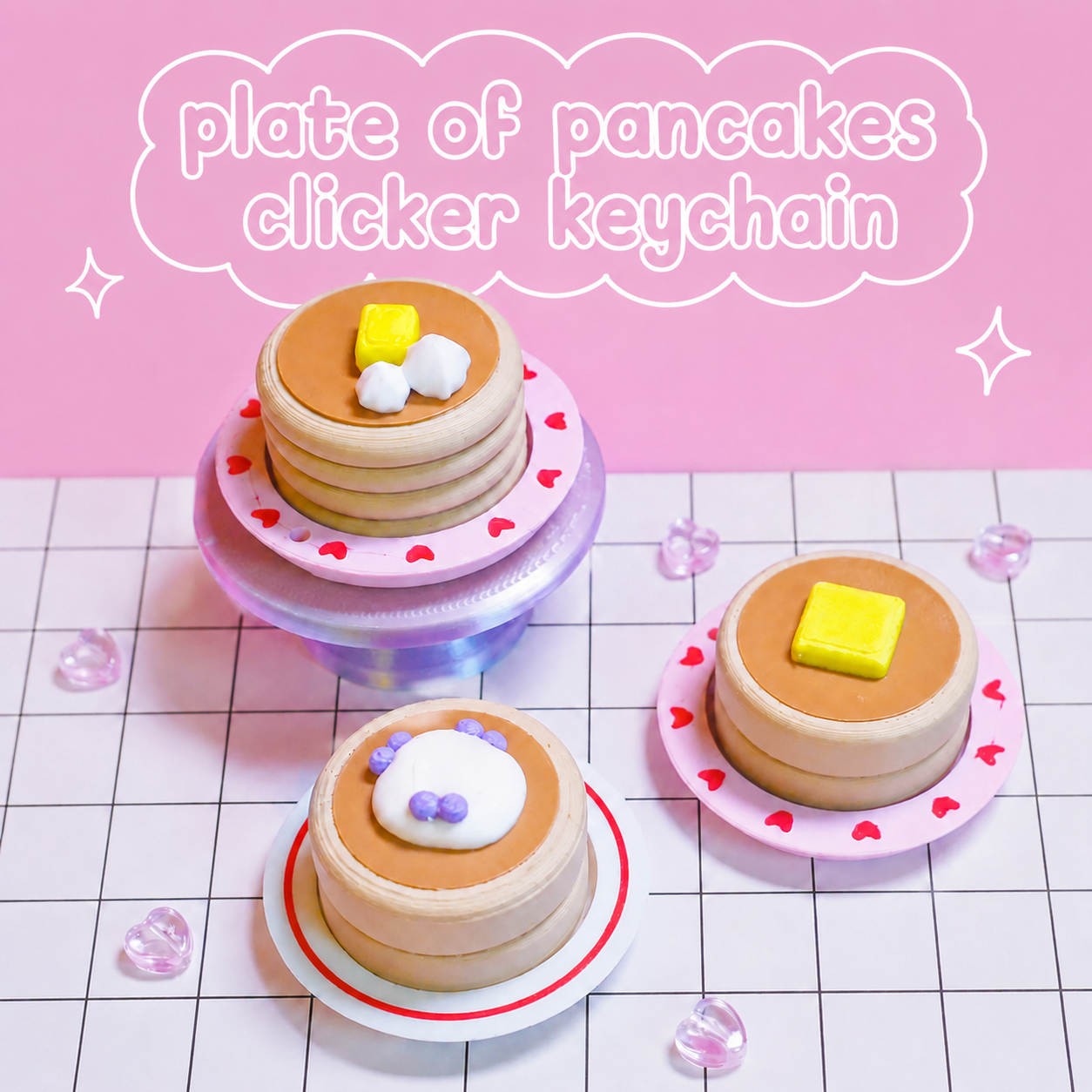 Plate of Pancakes Clicker Keychain