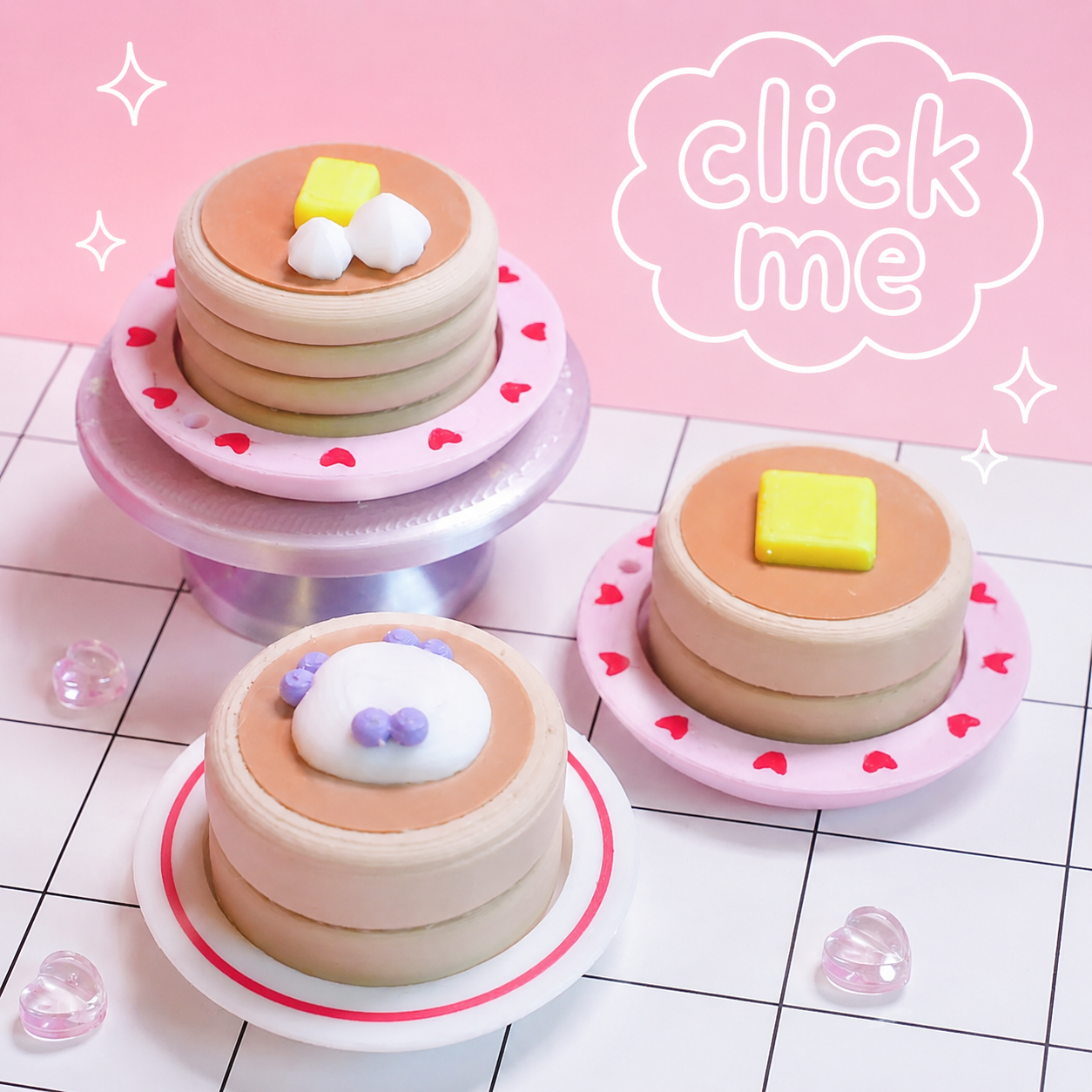 Plate of Pancakes Clicker Keychain