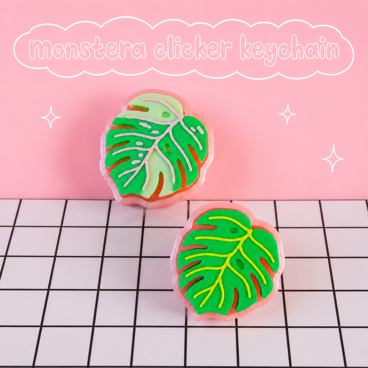 Monstera Clicker Keychains