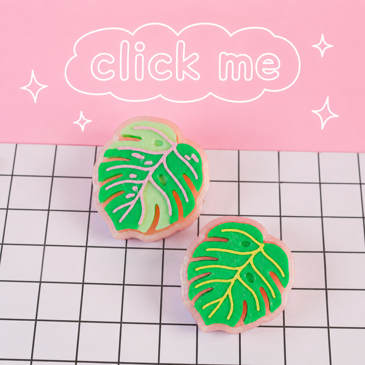 Monstera Clicker Keychains