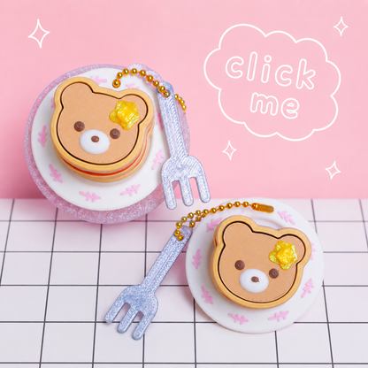Bear Pancake Clicker Keychain