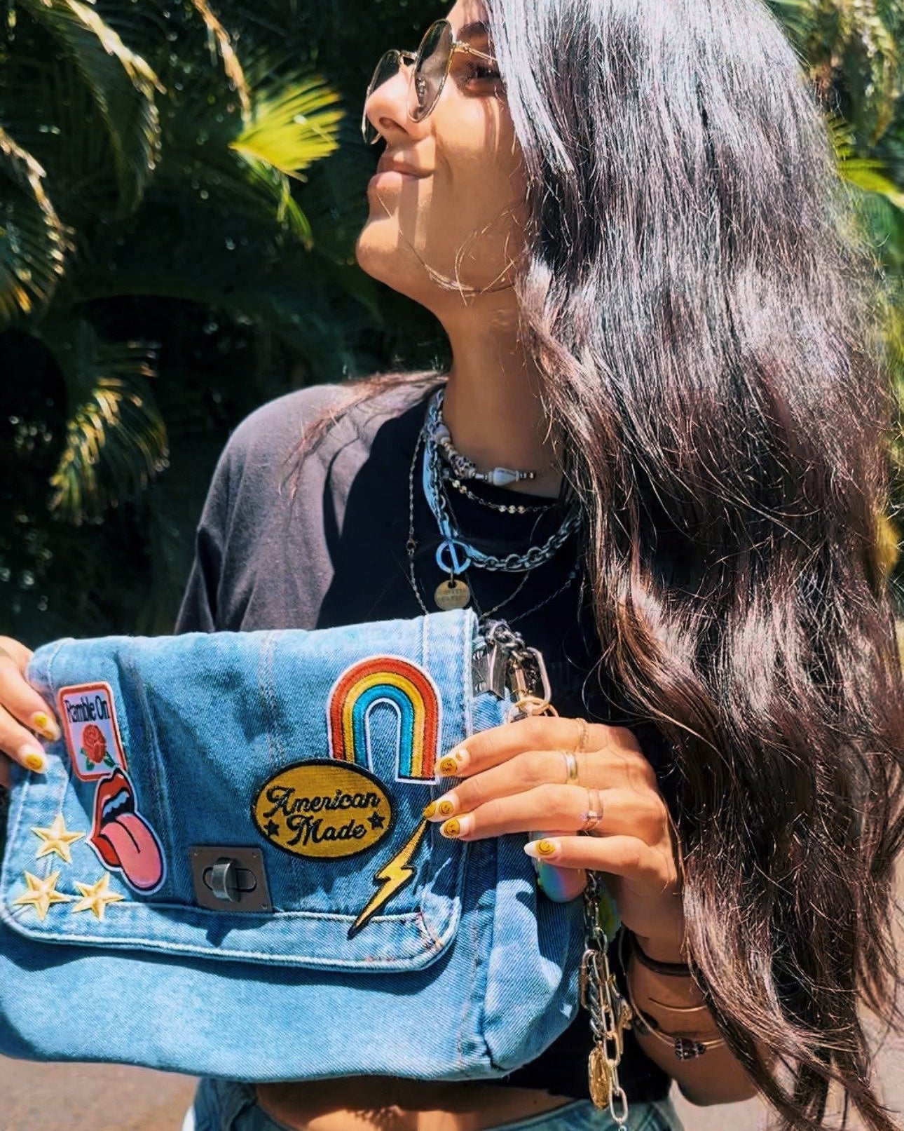 ELECTRIC DENIM PATCH BAG