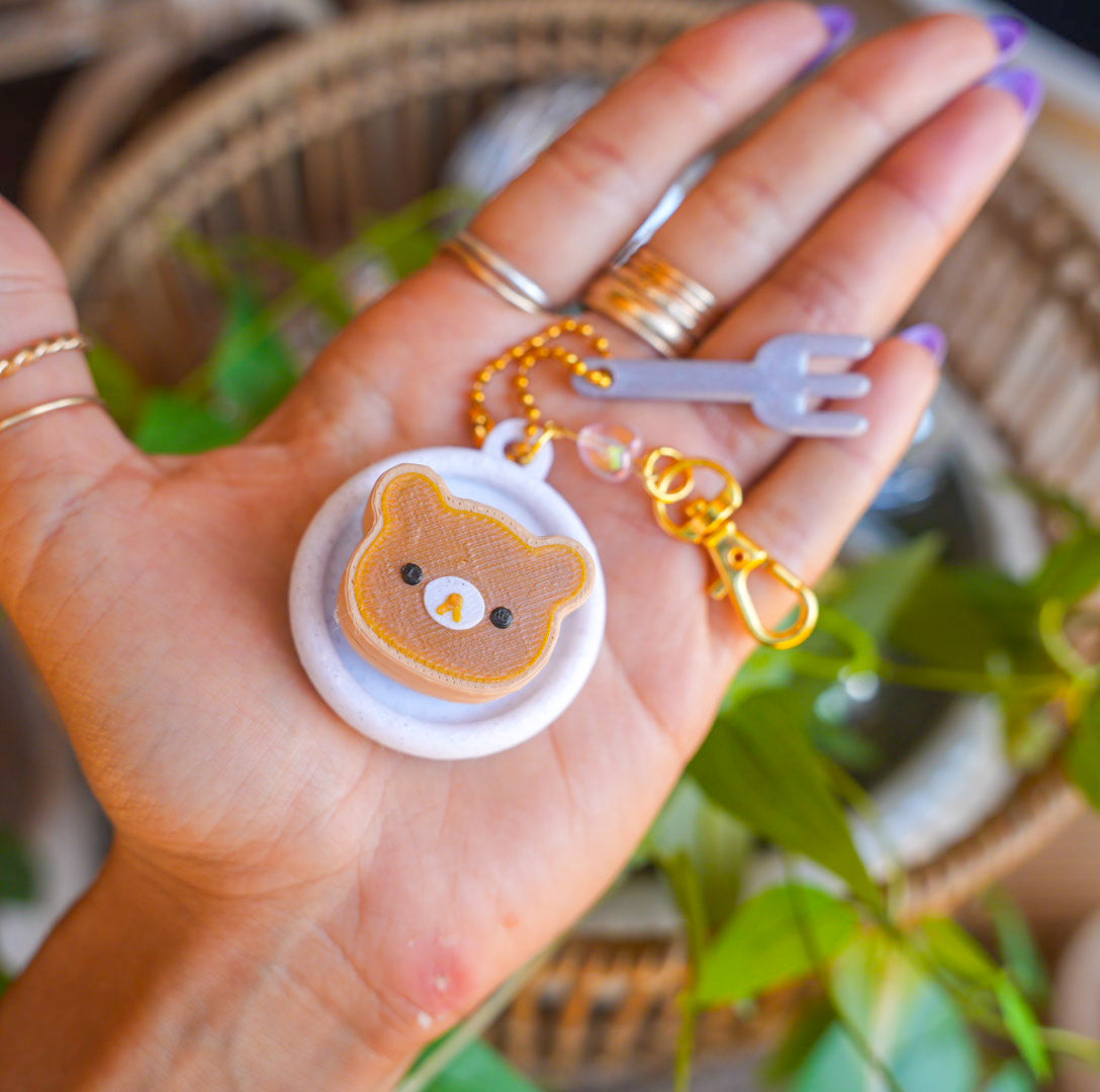 Beary Cute Pancake Clicker Keychain