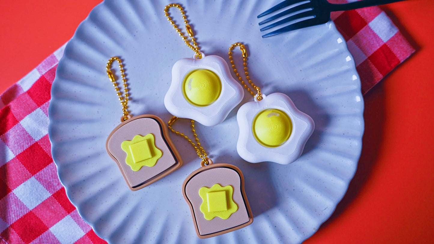 Eggs & Toast Clicker Keychain *2 Pack*