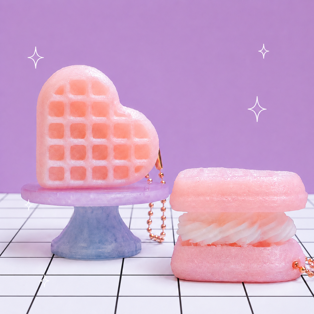 Heart Waffle Clicker Keychain