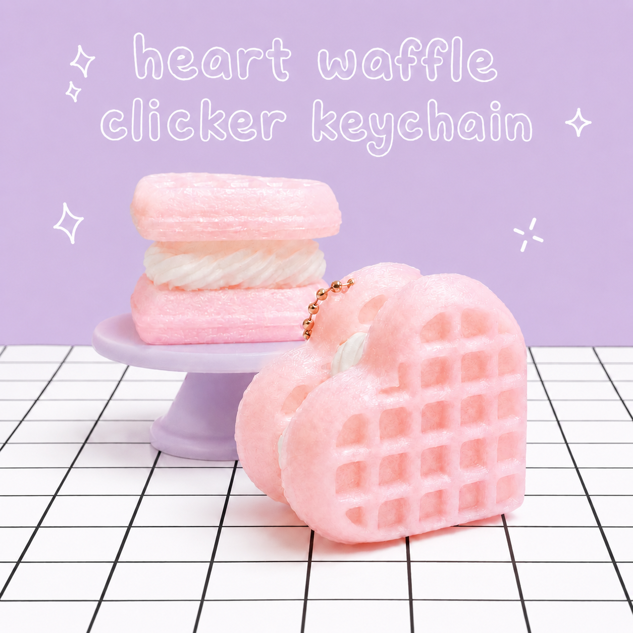 Heart Waffle Clicker Keychain