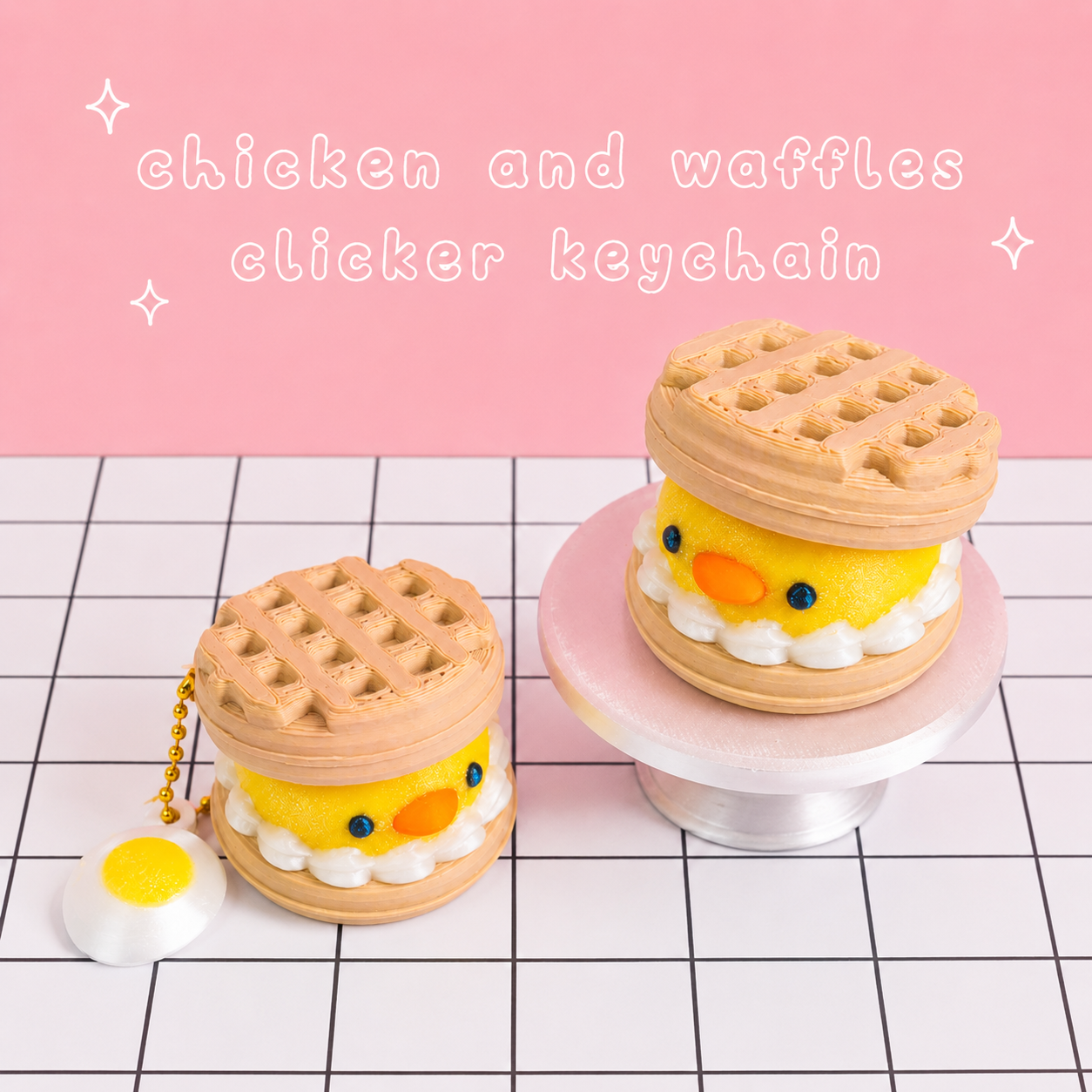 Chicken & Waffles Clicker Keychain