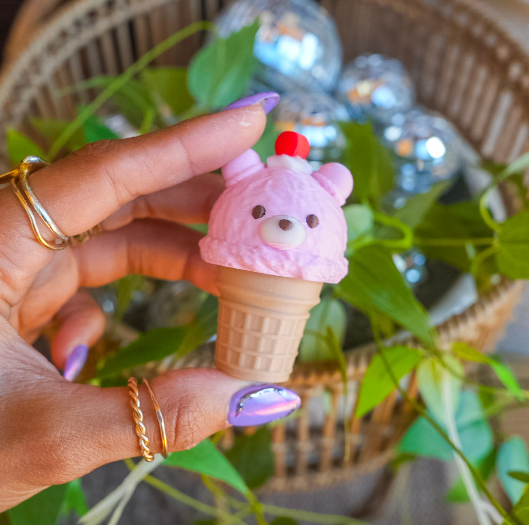 Strawbeary Icecream Clicker Keychain