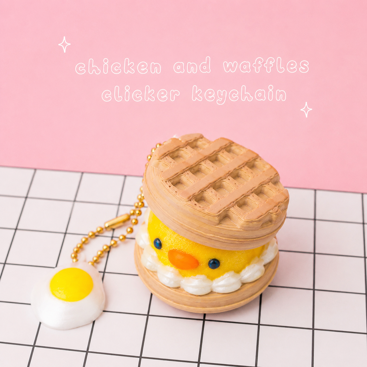 Chicken & Waffles Clicker Keychain
